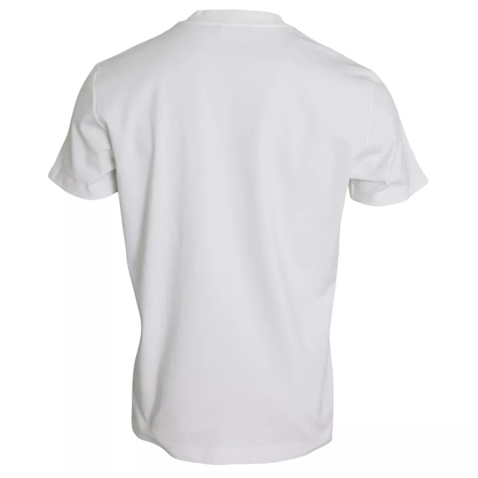 Dolce & Gabbana White Logo Embossed Cotton Crewneck T-shirt by Dolce & Gabbana