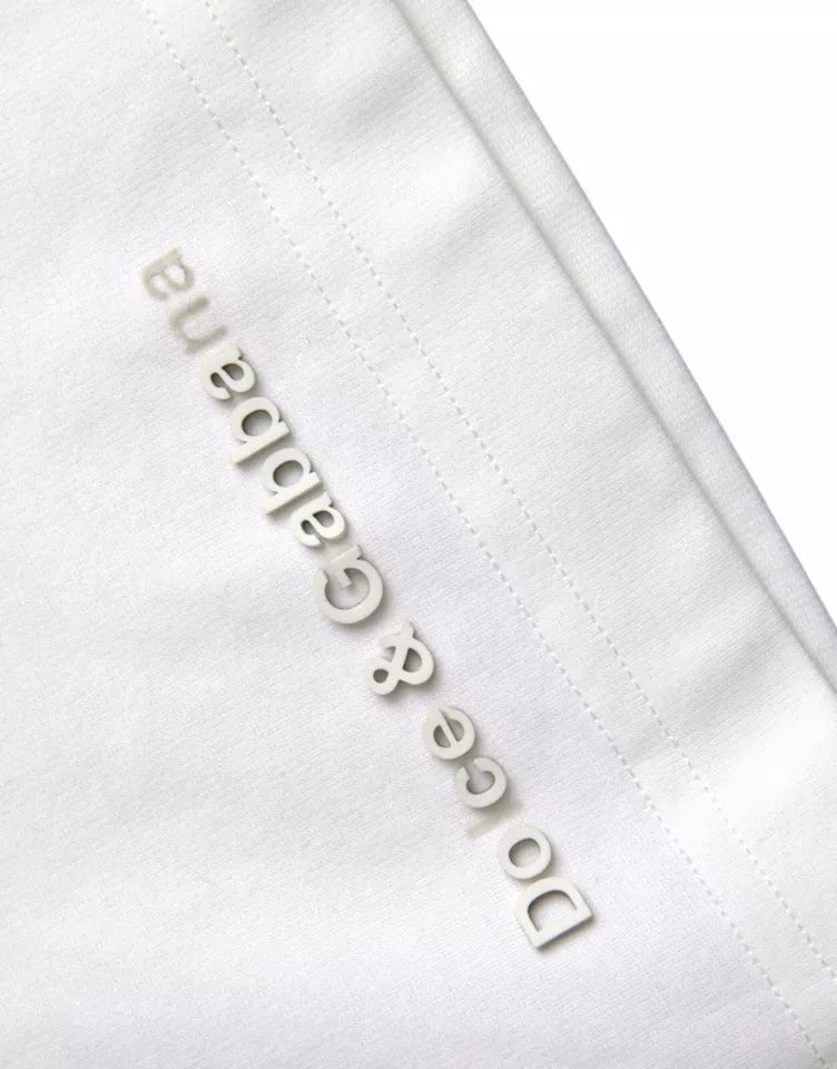 Dolce & Gabbana White Logo Embossed Cotton Crewneck T-shirt by Dolce & Gabbana