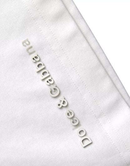 Dolce & Gabbana White Logo Embossed Cotton Crewneck T-shirt by Dolce & Gabbana