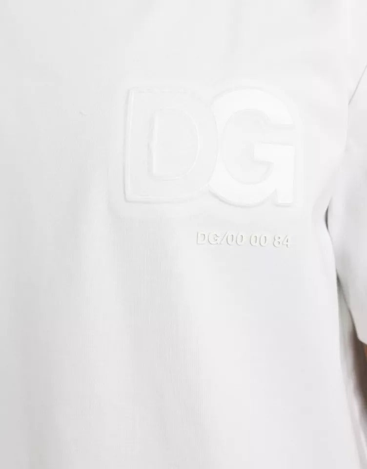 Dolce & Gabbana White Logo Embossed Cotton Crewneck T-shirt by Dolce & Gabbana