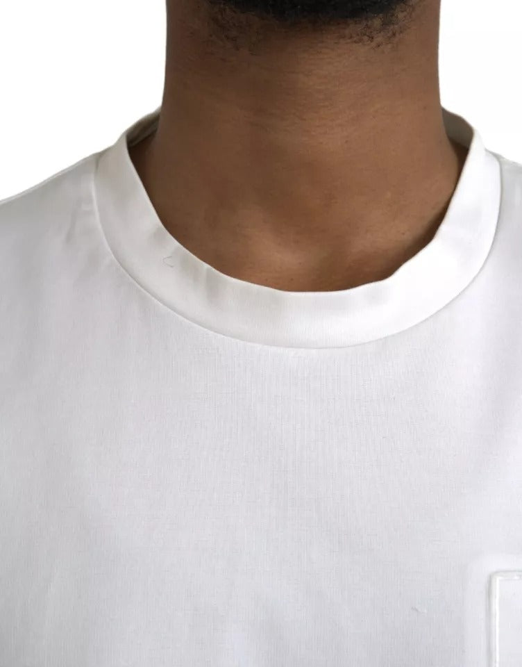 Dolce & Gabbana White Logo Embossed Cotton Crewneck T-shirt by Dolce & Gabbana