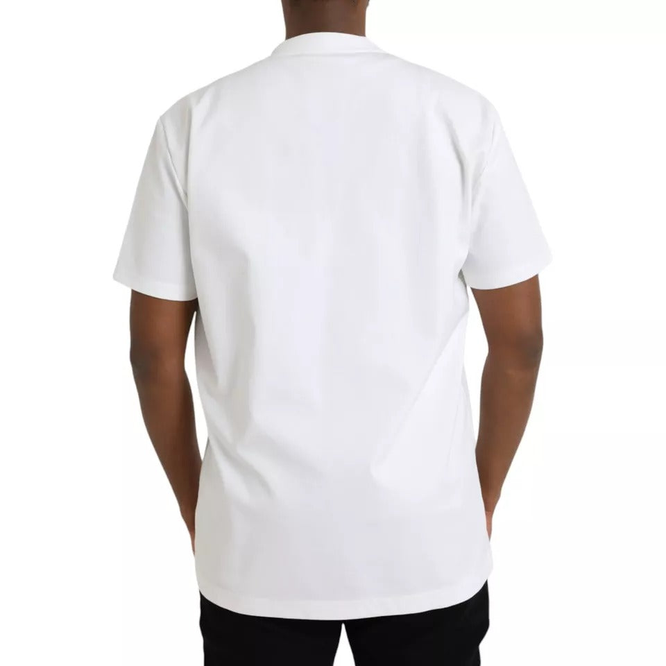 Dolce & Gabbana White Logo Embossed Cotton Crewneck T-shirt by Dolce & Gabbana