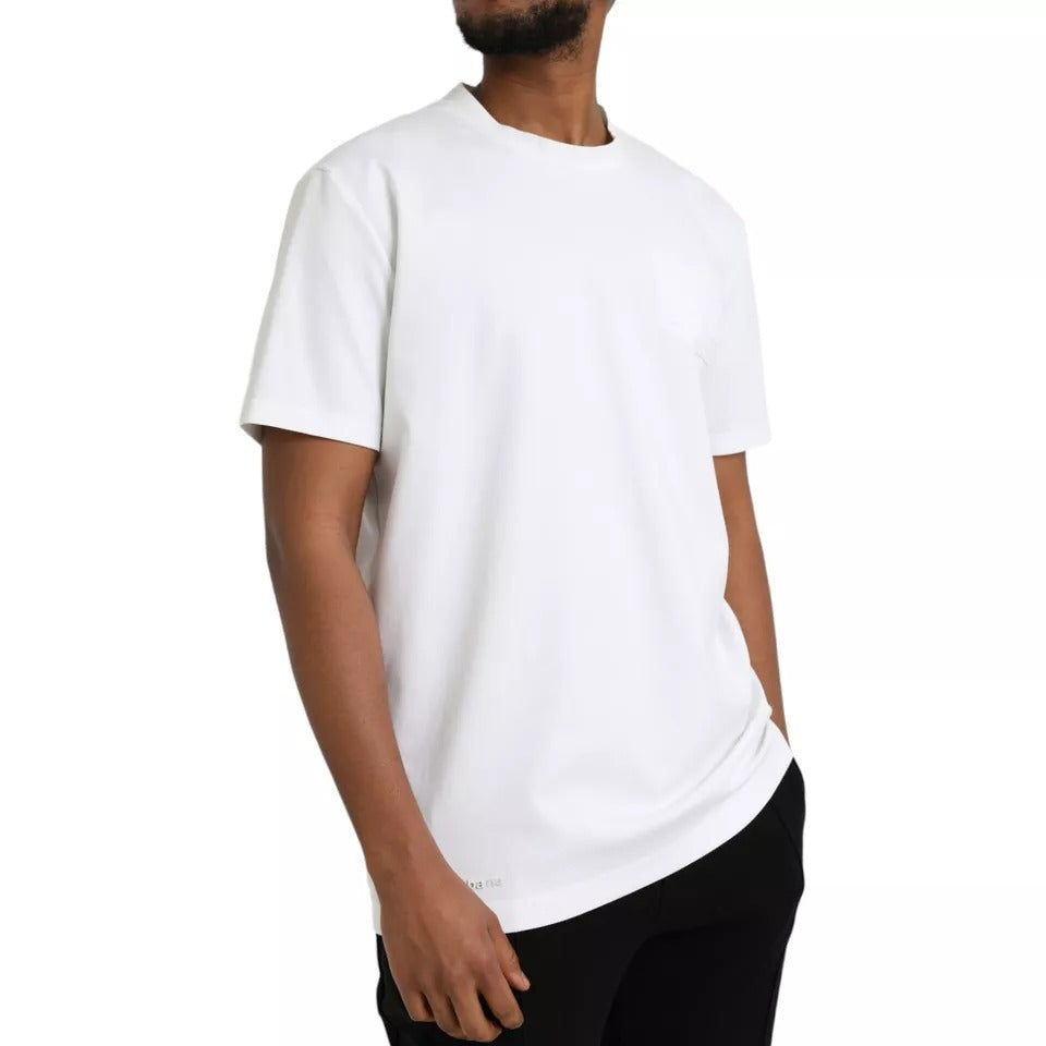 Dolce & Gabbana White Logo Embossed Cotton Crewneck T-shirt by Dolce & Gabbana