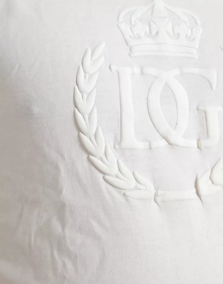 Dolce & Gabbana White Logo Embossed Crew Neck Short Sleeves T-shirt by Dolce & Gabbana