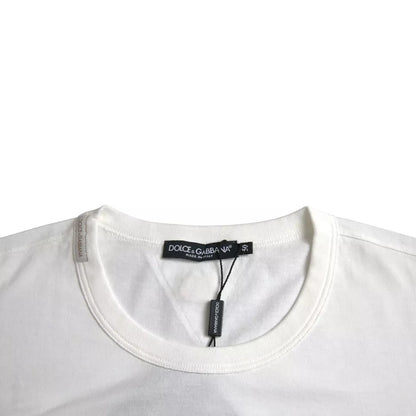 Dolce & Gabbana White Logo Floral Cotton Crew Neck T-shirt by Dolce & Gabbana