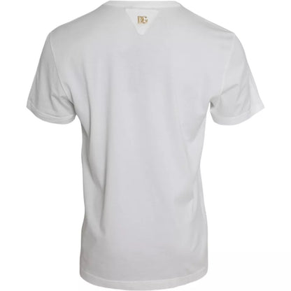 Dolce & Gabbana White Logo Floral Cotton Crew Neck T-shirt by Dolce & Gabbana