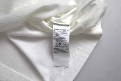 Dolce & Gabbana White Logo Floral Cotton Crew Neck T-shirt by Dolce & Gabbana