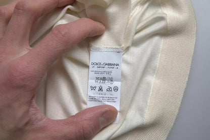 Dolce & Gabbana White Short Button Closure Silk Top T-shirt by Dolce & Gabbana