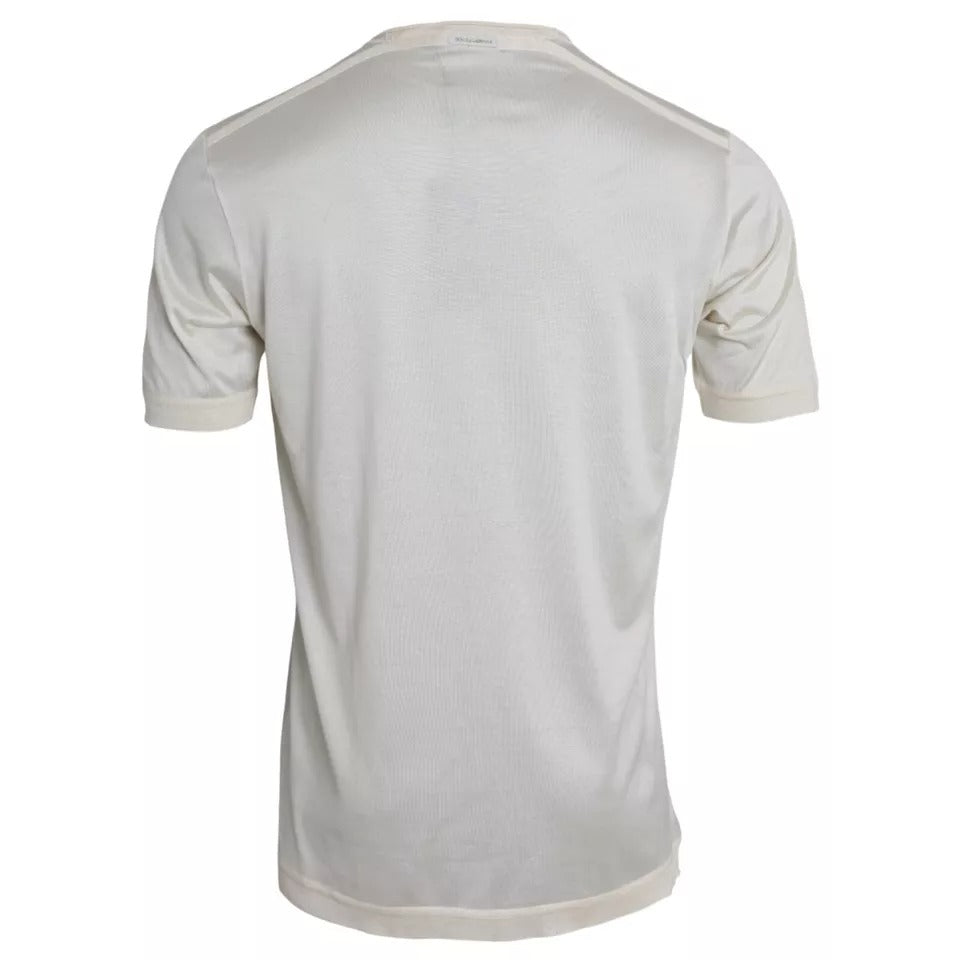 Dolce & Gabbana White Short Button Closure Silk Top T-shirt by Dolce & Gabbana