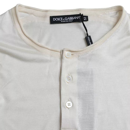 Dolce & Gabbana White Short Button Closure Silk Top T-shirt by Dolce & Gabbana