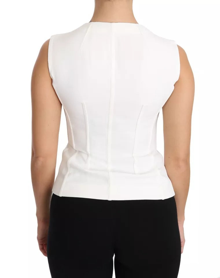 Dolce & Gabbana White Striped Cotton Sleeveless Top T-shirt by Dolce & Gabbana