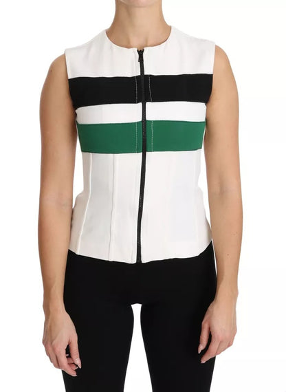 Dolce & Gabbana White Striped Cotton Sleeveless Top T-shirt by Dolce & Gabbana