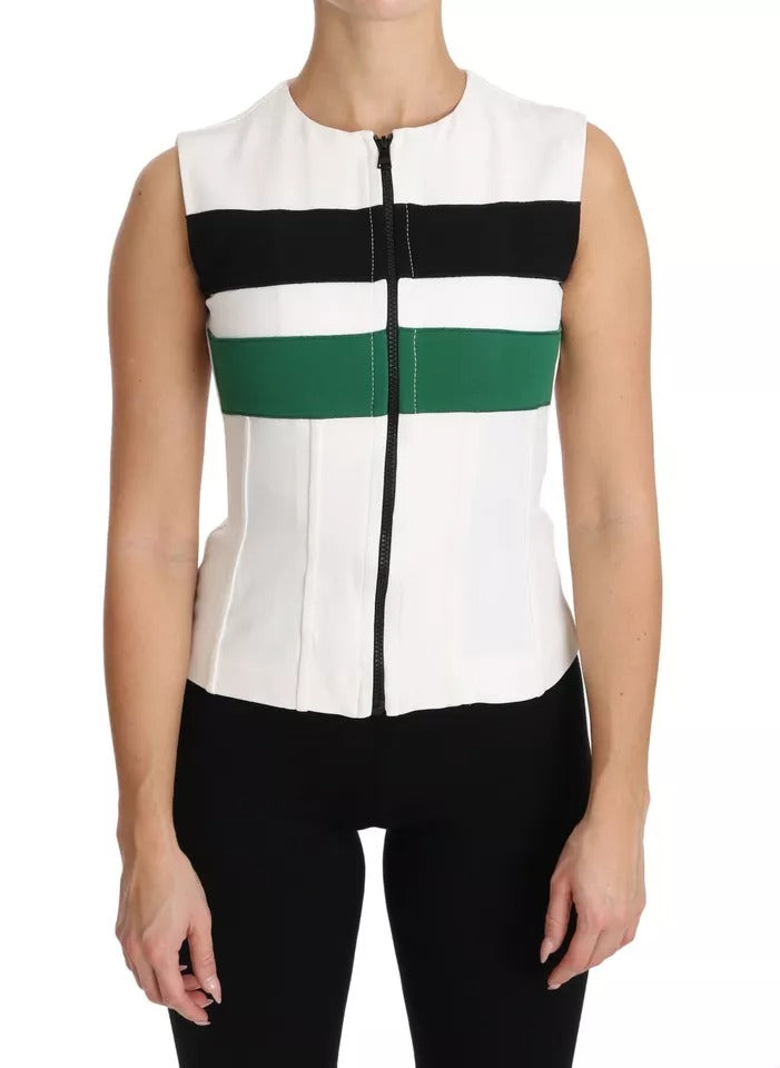 Dolce & Gabbana White Striped Cotton Sleeveless Top T-shirt by Dolce & Gabbana