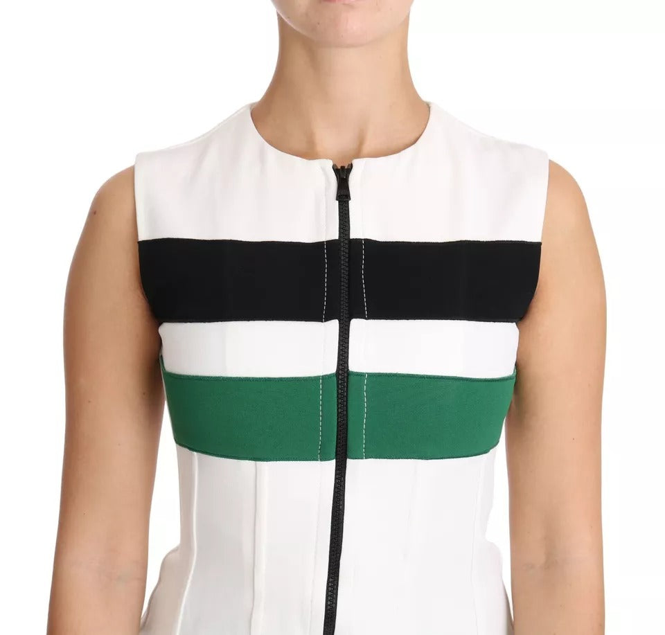 Dolce & Gabbana White Striped Cotton Sleeveless Top T-shirt by Dolce & Gabbana