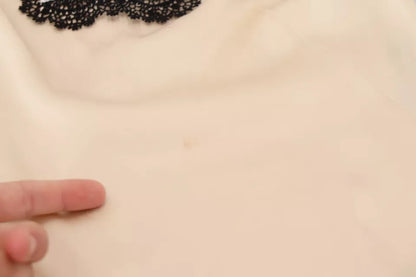 Dolce & Gabbana Beige Lace Spaghetti Logo Embroidery Top by Dolce & Gabbana