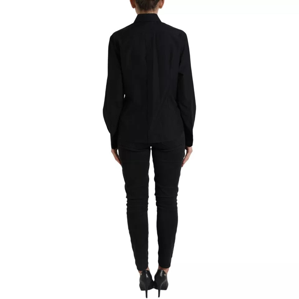 Dolce & Gabbana Black Cotton Collared Formal Dress Shirt Top by Dolce & Gabbana