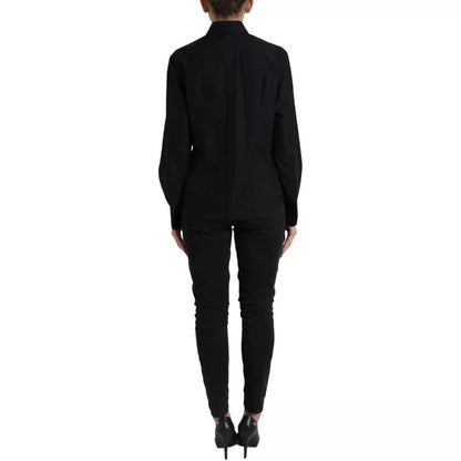 Dolce & Gabbana Black Cotton Collared Formal Dress Shirt Top by Dolce & Gabbana