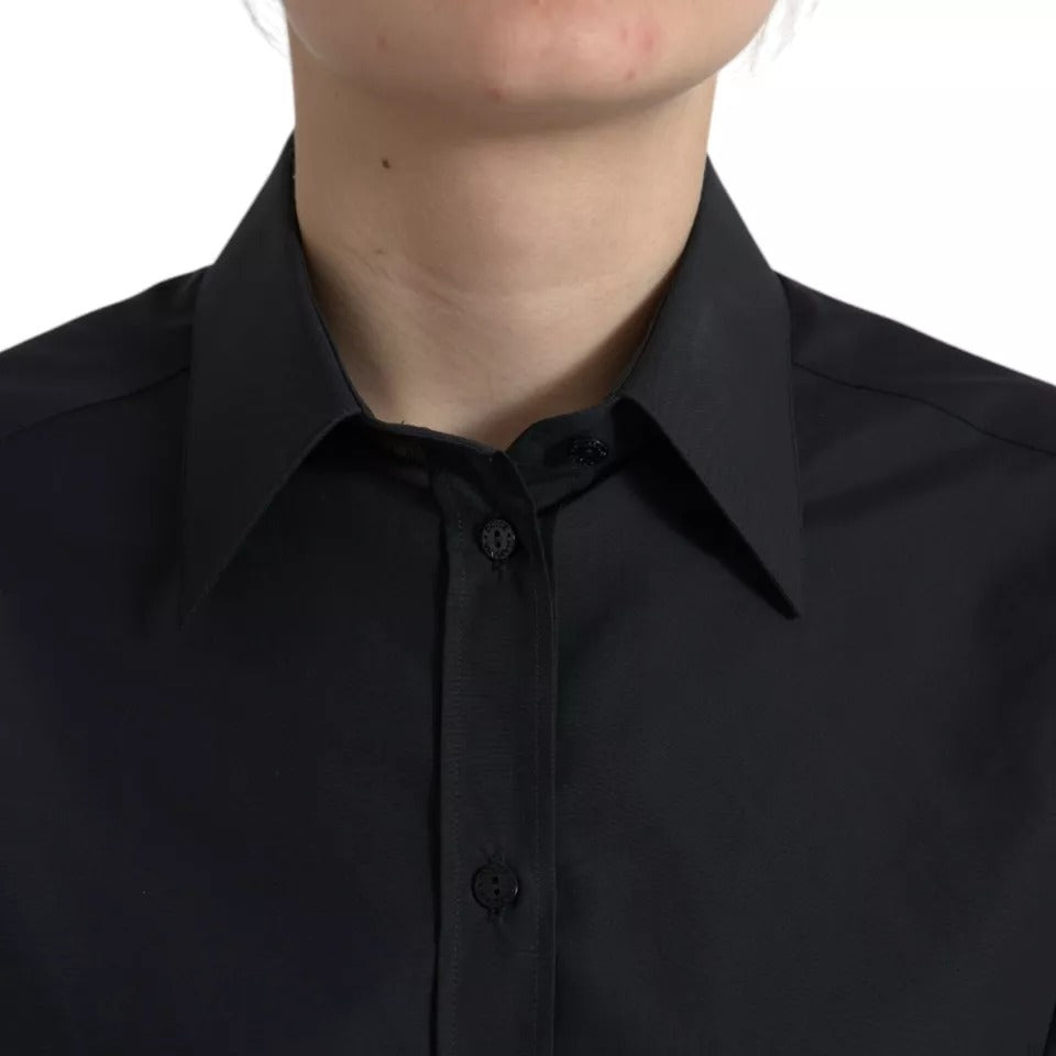 Dolce & Gabbana Black Cotton Collared Formal Dress Shirt Top by Dolce & Gabbana