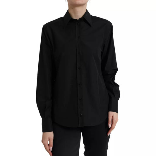 Dolce & Gabbana Black Cotton Collared Formal Dress Shirt Top by Dolce & Gabbana