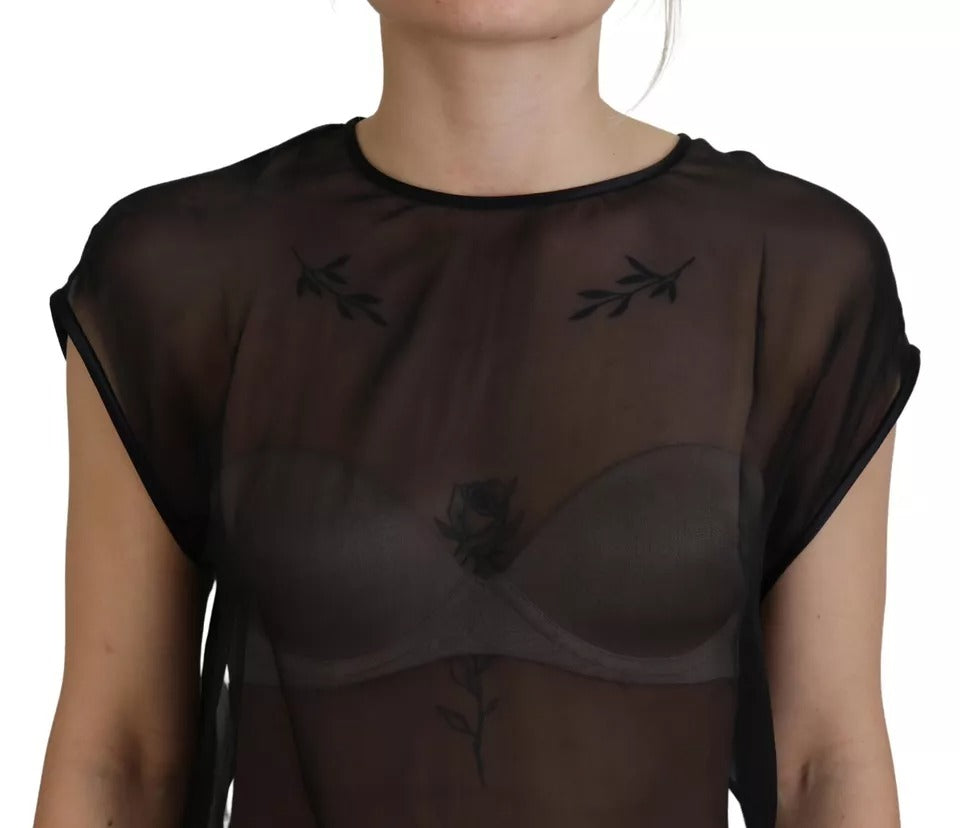 Dolce & Gabbana Black Mesh Transparent Blouse Pullover Top by Dolce & Gabbana