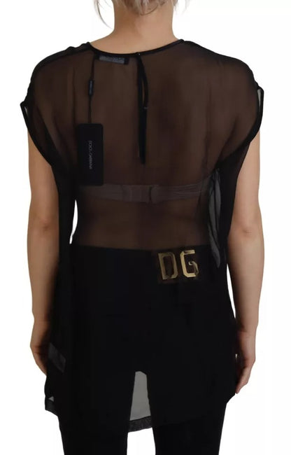 Dolce & Gabbana Black Mesh Transparent Blouse Pullover Top by Dolce & Gabbana