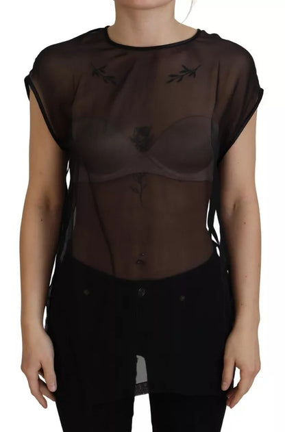 Dolce & Gabbana Black Mesh Transparent Blouse Pullover Top by Dolce & Gabbana