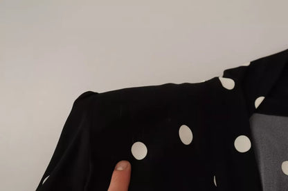 Dolce & Gabbana Black Polka Dots Silk Pussy Bow Long Sleeves Top by Dolce & Gabbana