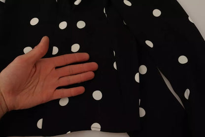 Dolce & Gabbana Black Polka Dots Silk Pussy Bow Long Sleeves Top by Dolce & Gabbana