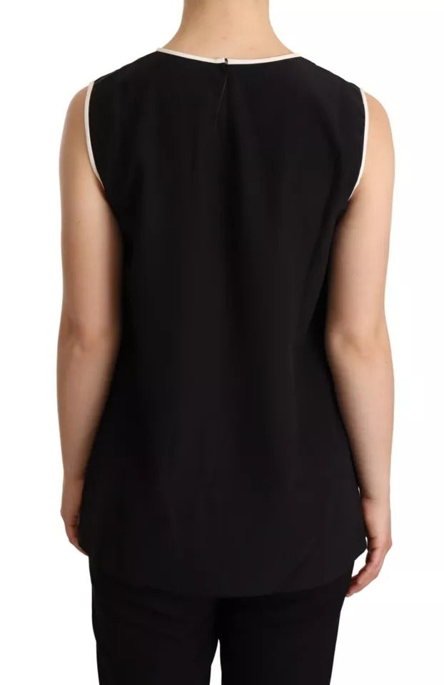 Dolce & Gabbana Black Silk Eleganza Print Sleeveless Tank Top by Dolce & Gabbana