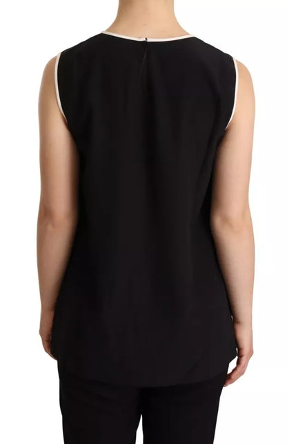 Dolce & Gabbana Black Silk Eleganza Print Sleeveless Tank Top by Dolce & Gabbana