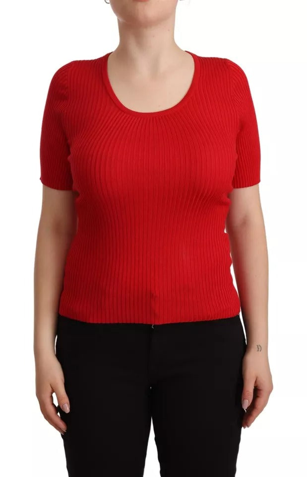 Dolce & Gabbana Red Silk T-shirt Short Sleeve Top Blouse by Dolce & Gabbana