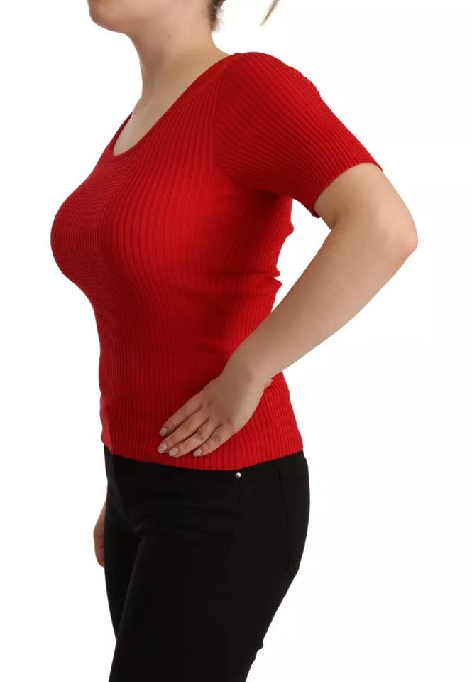 Dolce & Gabbana Red Silk T-shirt Short Sleeve Top Blouse by Dolce & Gabbana