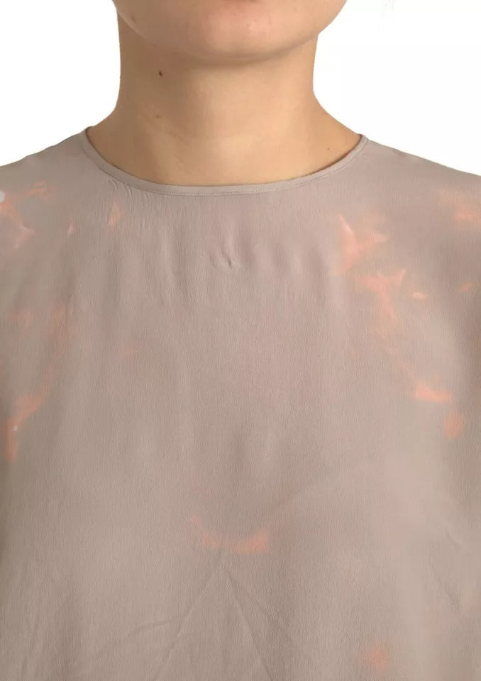Dolce & Gabbana Brown Round Neck Short Sleeve Blouse Top by Dolce & Gabbana