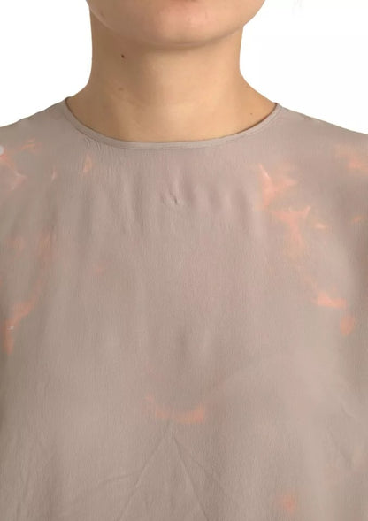 Dolce & Gabbana Brown Round Neck Short Sleeve Blouse Top by Dolce & Gabbana