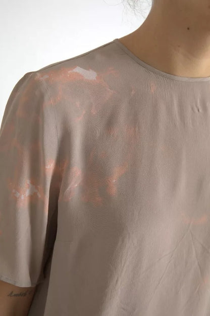 Dolce & Gabbana Brown Round Neck Short Sleeve Blouse Top by Dolce & Gabbana