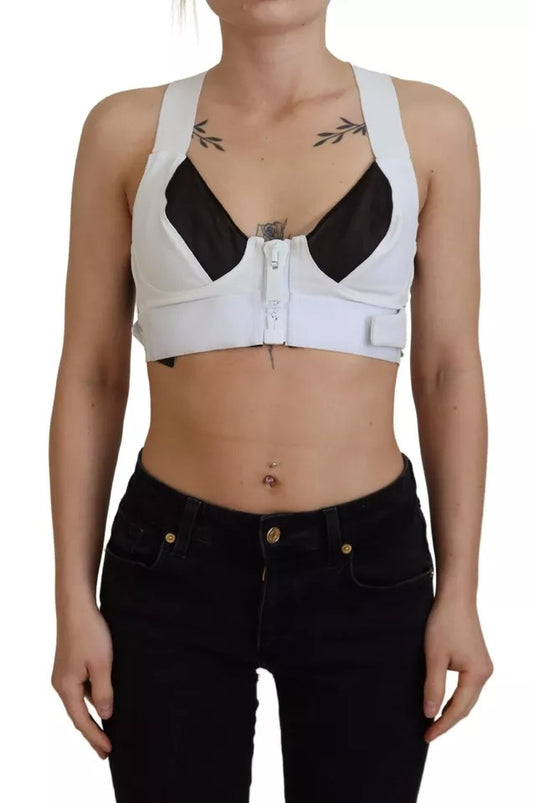 Dolce & Gabbana White Viscose Sleeveless Cropped Bustier Top by Dolce & Gabbana