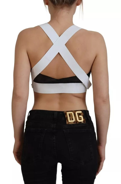 Dolce & Gabbana White Viscose Sleeveless Cropped Bustier Top by Dolce & Gabbana