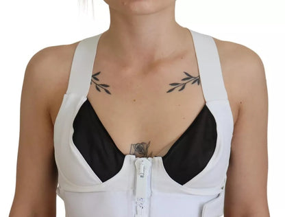 Dolce & Gabbana White Viscose Sleeveless Cropped Bustier Top by Dolce & Gabbana