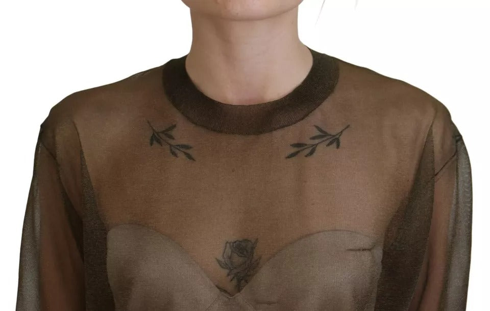 Dolce & Gabbana Black Transparent Crewneck Long Sleeves Top by Dolce & Gabbana