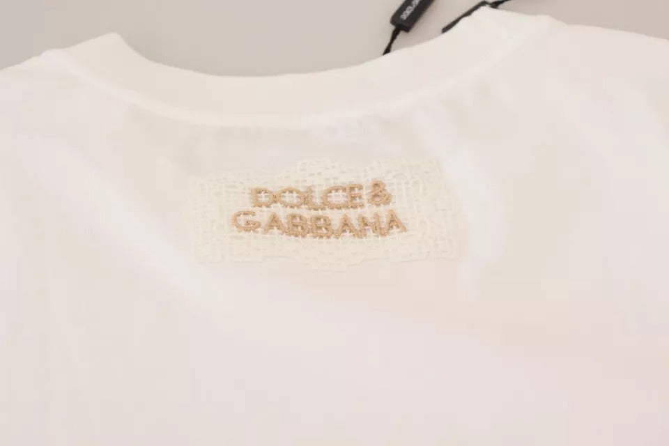 Dolce & Gabbana Optical White Printed Short Sleeves Top by Dolce & Gabbana