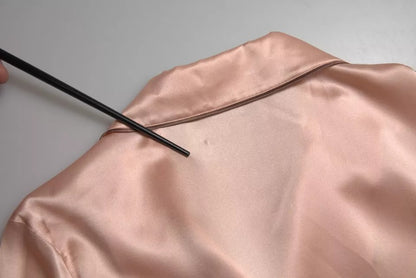 Dolce & Gabbana Pink Silk Long Sleeves Logo Pajama Blouse Top by Dolce & Gabbana