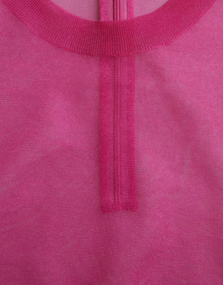 Dolce & Gabbana Pink Transparent Crewneck Long Sleeves Top by Dolce & Gabbana