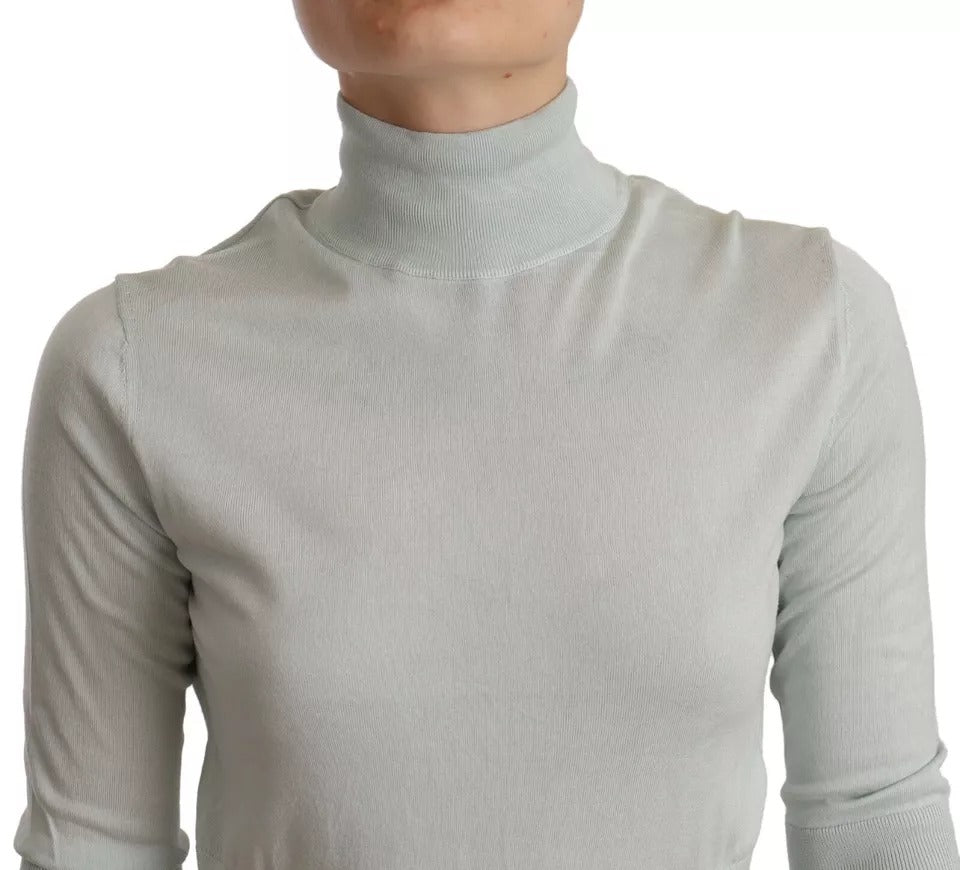 Dolce & Gabbana Mint Green 3/4 Sleeves Turtle Neck Silk Top by Dolce & Gabbana