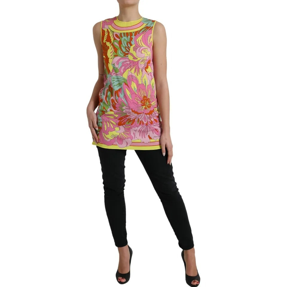 Dolce & Gabbana Multicolor Floral Silk Sleeveless Tank Top by Dolce & Gabbana