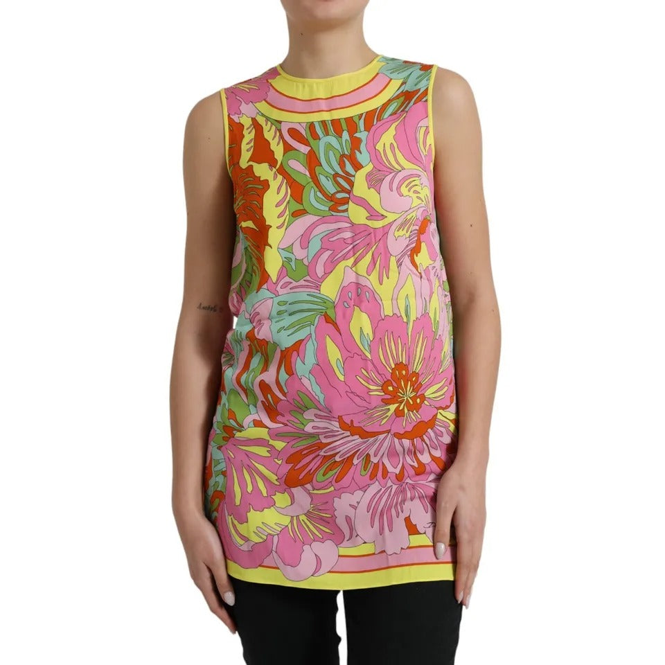 Dolce & Gabbana Multicolor Floral Silk Sleeveless Tank Top by Dolce & Gabbana
