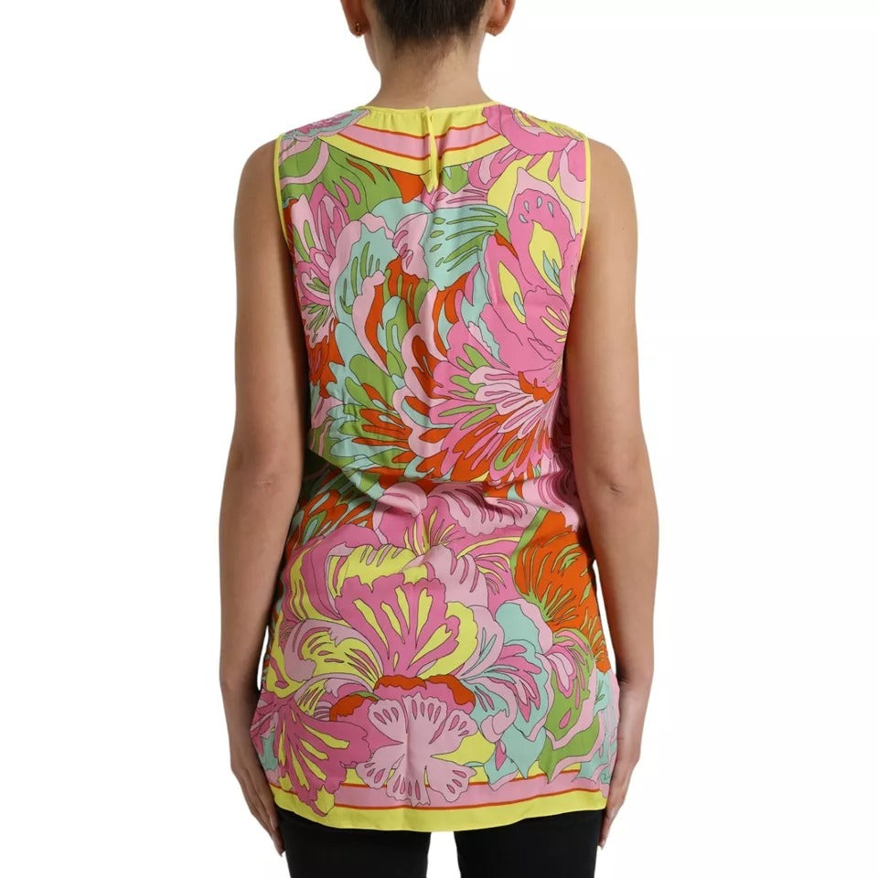 Dolce & Gabbana Multicolor Floral Silk Sleeveless Tank Top by Dolce & Gabbana