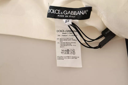 Dolce & Gabbana White Blouse Ascot Collar Shirt Silk Button Top by Dolce & Gabbana
