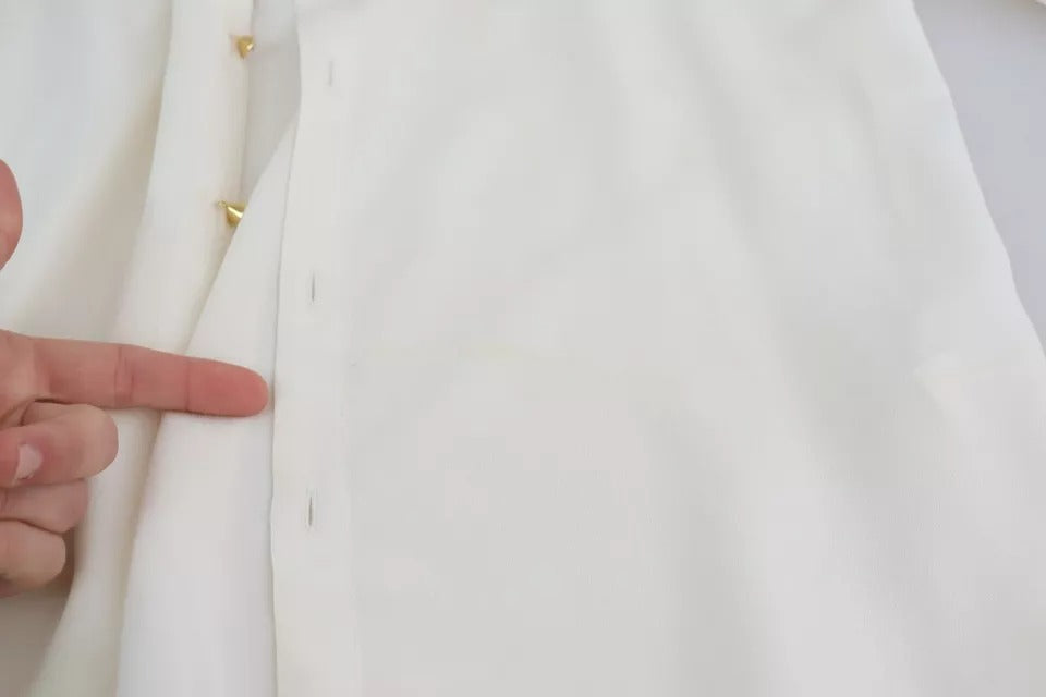 Dolce & Gabbana White Blouse Ascot Collar Shirt Silk Top by Dolce & Gabbana