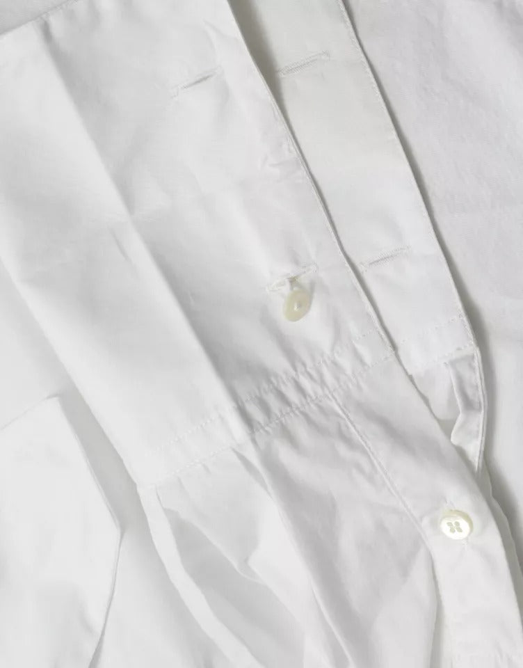 Dolce & Gabbana White Cotton Ascot Collar Long Sleeves Top by Dolce & Gabbana