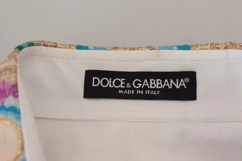 Dolce & Gabbana White Floral Jacquard Cotton Long Sleeves Top by Dolce & Gabbana